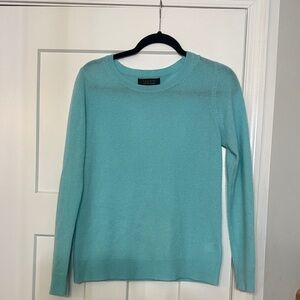 Tahari Aqua Crew Neck Cashmere Sweater